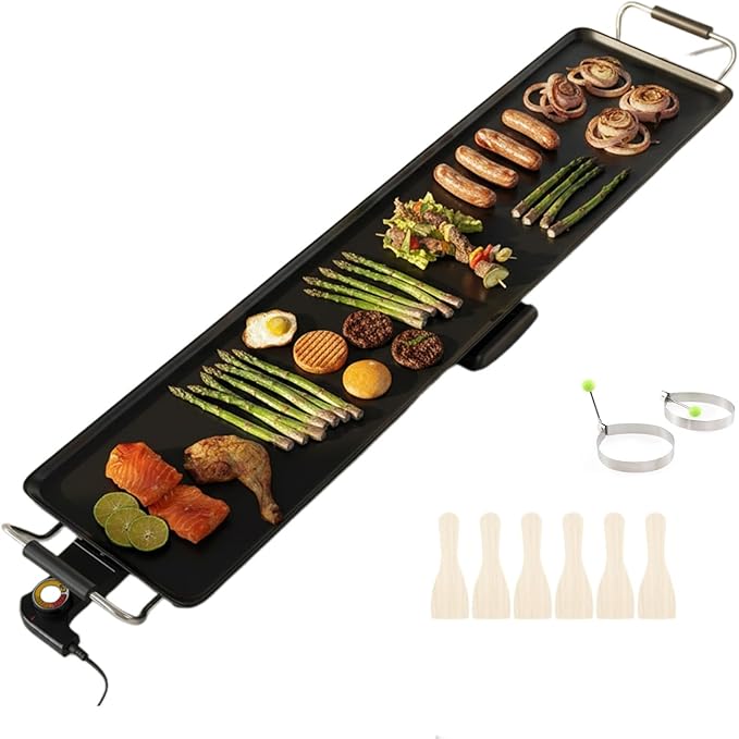 Costzon 35.5" Electric Griddle, 1400W Nonstick Extra Large Griddle, Long Table Top Grill w/5-Level Temp & Drip Tray, Indoor Outdoor Cooking Plates Teppanyaki Grill for Pancake, BBQ, Camping Gatherings