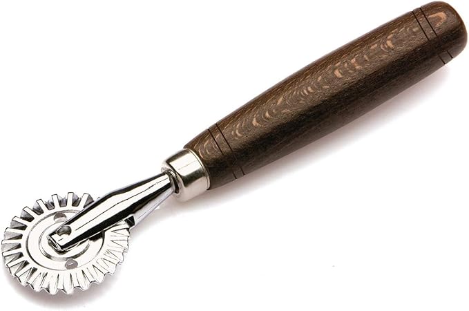 Tredoni 1.6" Pastry Wheel - Dough Stamp Cutter/Crimper, Pasta/Ravioli/Pie Maker, 4cm Stainless Steel Wheel Wooden Handle