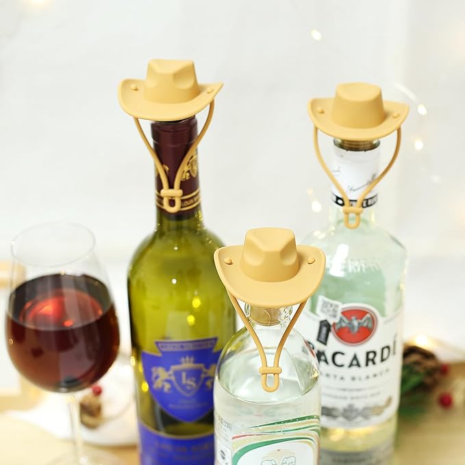 Silicone Wine Stopper, Funny Hat Shaped Decorative Wine Sealer, Cute Kitchen Gadgets, Yellow