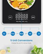 RENPHO Digital Kitchen Scale, Smart Food Weight Scale with Nutritional Calculator, Gram Scale for Weight Loss Cooking Baking Keto Macro Diet, Black Glass, 22lb/10kg