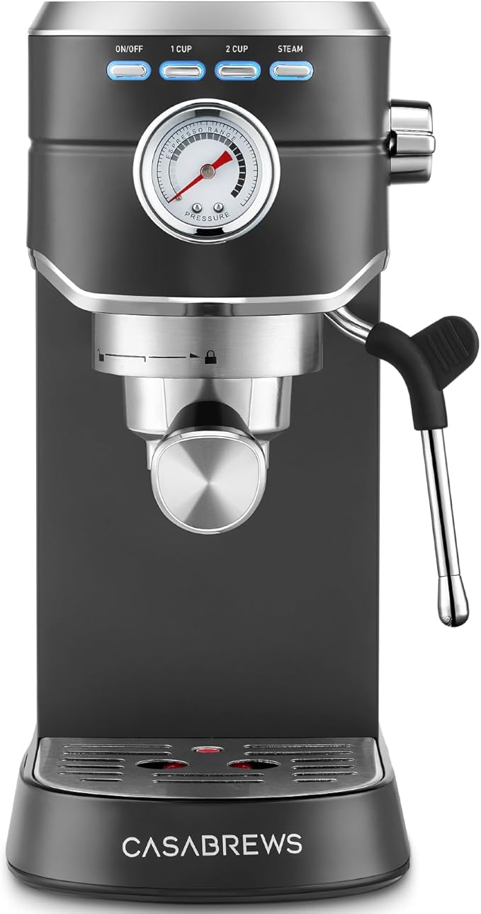 CASABREWS CM5418 Espresso Machine 20 Bar, Stainless Steel Espresso Maker with Milk Frother, Compact Cappuccino Machine for Home, Small Espresso Coffee Machine for Latte, Black
