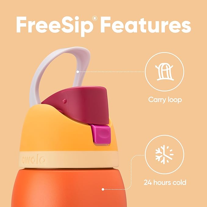 Owala FreeSip Insulated Stainless Steel Water Bottle with Straw for Sports, Travel, and School BPA-Free Sports Water Bottle, 32 oz, Citrus Crush