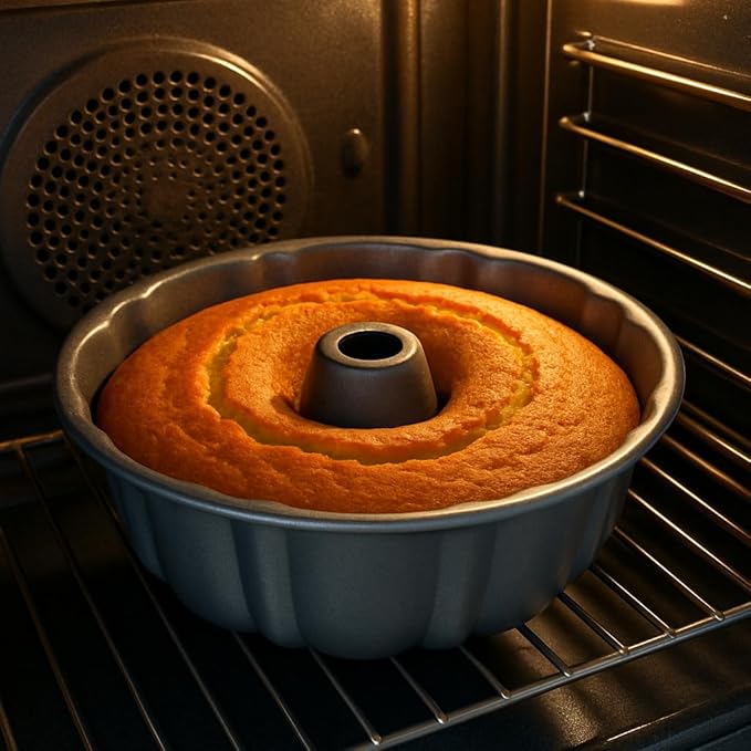 10-Inch Nonstick Cake Pan, Fluted Tube Pan for Pound Cakes, Muffins, Angel Food Cake, Coffee Cake, and More – Easy Release, Dishwasher Safe, Oven Safe, Heavy Duty
