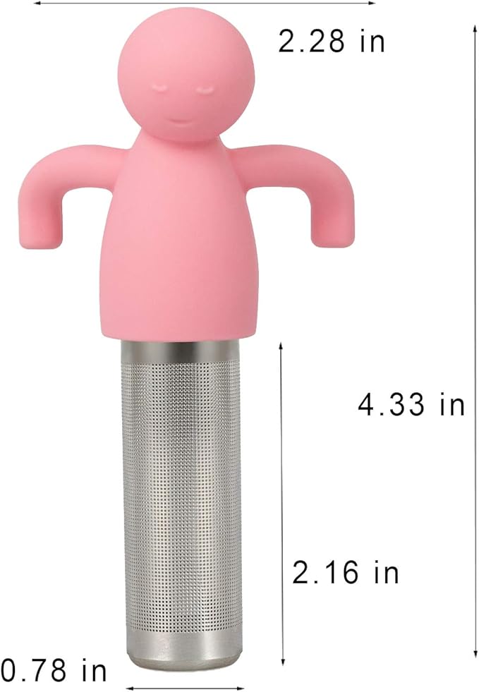 Leden Loose Leaf Tea Steeper Cute Tea Infuser for Girl Kids Extra Fine Mesh Tea Ball Stainless Steel Tea Filter with Silicone Lid for Cup Mug Pot Pink