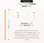 Coffee Stirrers Disposable Wooden Coffee Stir Sticks - Round-End Birchwood 5.5 Inches Large Wooden Stir Sticks - Pack of 500 Wood Stir Sticks, Coffee Sticks, Stirrers