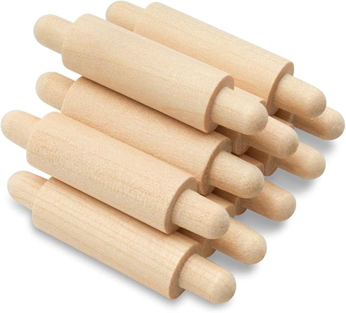 Wooden Mini Rolling Pin, 1-1/2 inches, Pack of 25, Perfect for Scrapbook Projects, Miniatures, Party Decor, and Crafts, by Woodpeckers