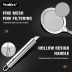 Walfos Fat Skimmer Spoon, 304 Stainless Steel Fat skimmer For Cooking, Fine Mesh Strainer, Food Strainer Fit For Separation Of The Floating Foam, Fat, Grease - Set of 2 Sise