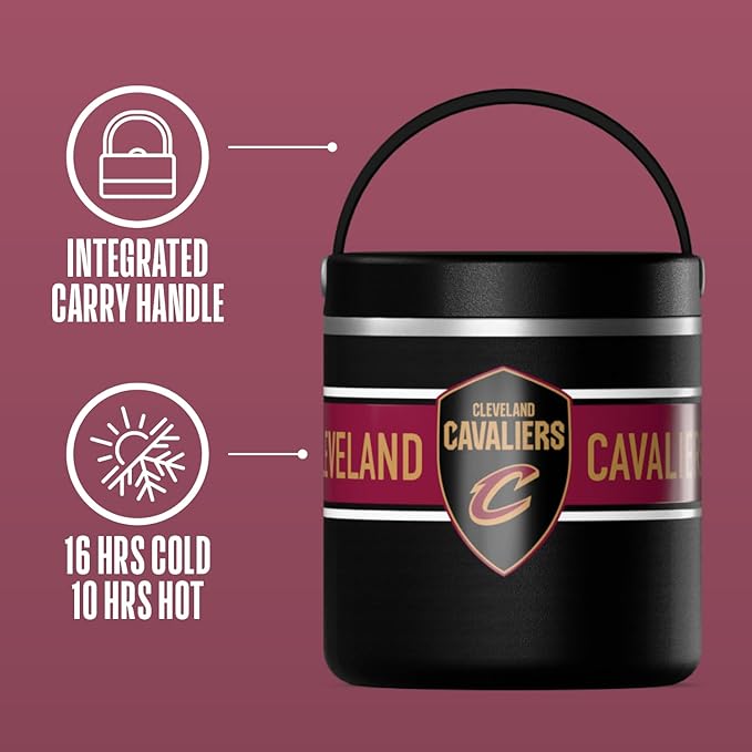 Hydrapeak x NBA Officially Licensed Cleveland Cavaliers 25oz Stainless Steel Vacuum Insulated Thermos Food Jar with Handle, Wide Mouth Leak-Proof Soup Thermos for Adults, 10 Hours Hot & 16 Hours Cold
