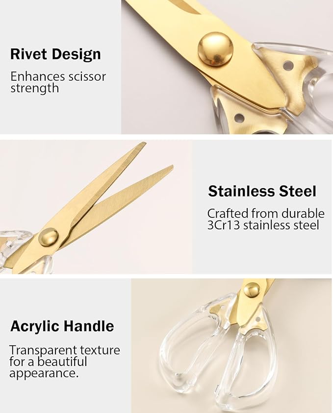 Kitchen Shears Scissors&Sharp Scissors, ARCHIKING 8.0inch Cooking Scissor-Meat and Poultry Shears, Dishwasher Safe, Acrylic Handel Scissors All Purpose Stainless Steel Utility Scissor (White)