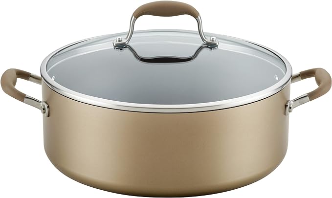 Anolon Advanced Home Hard-Anodized Nonstick Wide Stock Pot/Stockpot (7.5-Quart, Bronze)