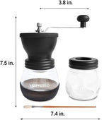 Mixpresso Manual Coffee Grinder, Spice Grinder Manual, Glass Jars, Ceramic Burr, Adjustable Grind, Easy to Clean, Portable Compact Design, 3 Piece Set, Stainless Steel