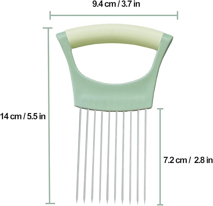 Onion Holder for Slicing Onion Slice Holder Kitchen Chopper Assistant Tool,Vegetable Cutter with Protective Cover for Tomato,Lemon,Potato,Egg,Food Slice Assistant,Home Kitchen Tool (Light Green)