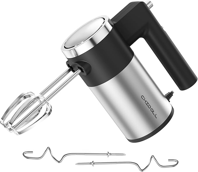 Powerful 600W Hand Mixer, 5-Speed Electric Hand Held Mixer for Baking, Lightweight Stainless Steel Hand Beaters *2 & Dough Hooks*2 with Eject Button, Kitchen Mixer for Cream, Cookies, Dough-Black