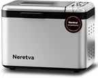 Neretva Bread Maker, 3.3LB Larger Bread Machine 15-in-1 Stainless Steel & Nonstick Ceramic Pan & Auto Nut Dispenser Breadmaker Machines Full Touch Panel with Gluten Free White Wheat Rye French Pizza