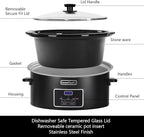 HOMECOOKIN 6 Quart Programmable Slow Cooker, Kitchen Appliances, Perfect Kitchen Small Appliance for Family Dinners, Black Stainless Steel