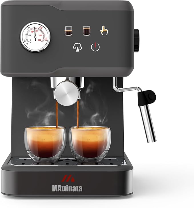 MAttinata Espresso Machine 20 Bar, Espresso Coffee Maker with Professional Milk Frother Steam Wand for Cappuccino & Latte, 60oz Removable Water Tank for Home，Stainless Steel