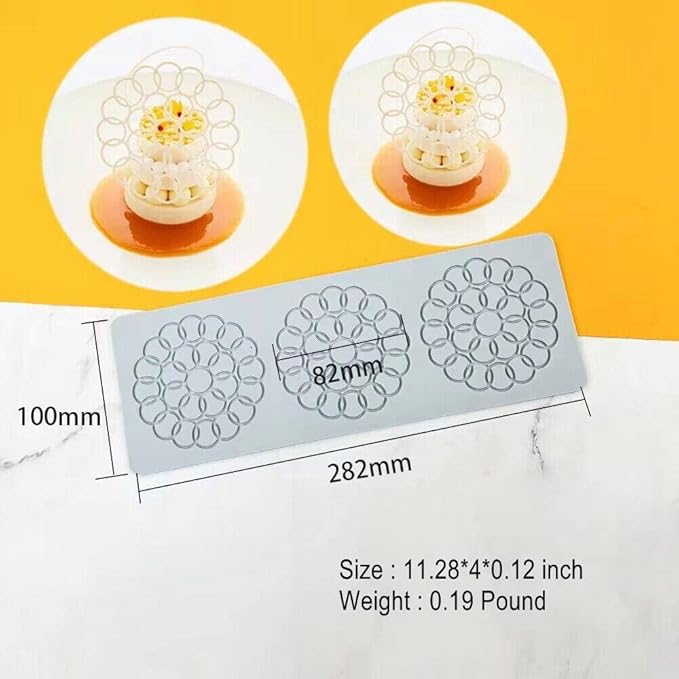 3D Hollow Leaf Fondant Lace Mold Multi Leaves Flower Candy Mold Chocolate Sugar Craft Cake Decoration Cupcake Top (D Bubble Circle_11.28 * 4 * 0.12inch)