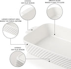 Sweejar Ceramic 13 x 9 Baking Pan, Cake Baking Dish for Brownie, Porcelain Striped Casserole Dishes for Oven with Handle for Lasagna, Family Dinner(White)