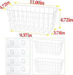 2 Set LeleCAT Hanging Wall Basket Organizer Over the Cabinet Door Adhesive Wire Baskets for Organizing Kitchen Food Pantry Bathroom Shelf Storage No Drilling Wall Mounted,White