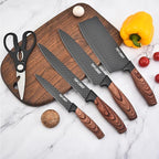 Knife Set, Wiztoynia 6-Piece Black Kitchen Knife Set for Home, Anti-Rust Non-stick Stainless Steel Sharp Chef Knife Set with Universal Knife Block for Kitchen, Ergonomical Design (Black)