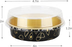 Beasea Mini Tart Pans 50 Pack, 4 Inch Disposable Pie Tins with Lids, Black Gold Aluminum Pie Pan Cartoon Tin Tart Pans Round Oven Baking Mini Cake Pan for Pie Tart Quiche