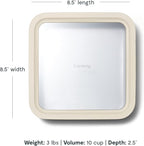 Caraway Glass Food Storage - 10 Cup Glass Container - Ceramic Coated Food Container - Non Stick Lunch Box with Lids - Dishwasher, Oven, & Microwave Safe - Square Shape - Cream