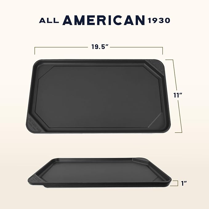 All American 1930 - Ultimate Flat Griddle with Ceramic Non-Stick Coating - Kelp Green - Durable & PFAS Free - For Easy, Prep, Cooking, & Cleaning - Made in the USA