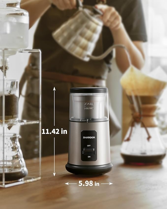SHARDOR One Touch Coffee Grinder Electric, Spice, Herb, For Coffee Bean Spices and Seeds with 1 Removable Stainless Steel Bowl, Dry Grinder, Silver