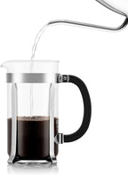 Bodum 34oz Chambord French Press Coffee Maker, High-Heat Borosilicate Glass, Polished Stainless Steel – Made in Portugal