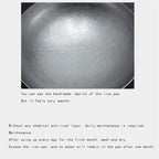Wok Pfanne Traditioneller Handgehämmerter Wok Aus Refined Iron Mit Two Handles，1,8 MM Dick Wok (Rundboden) (Size : 42cm/16.5in)