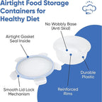Chef's Path 32 Piece Airtight Food Storage Containers with Royal Blue Easy Snap Lids, 16 Containers and Lids, Stackable Kitchen and Pantry Canisters for Meal Prep and Food Storage -Transparent