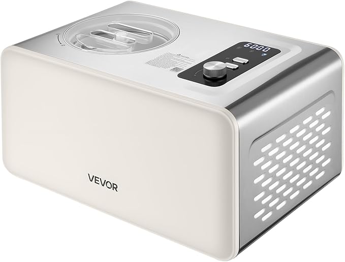 VEVOR Automatic Ice Cream Maker with Built-in Compressor, 2 Quart No Pre-freezing Gelato Maker, Electric Sorbet-Maker, 3 Modes Compressor Ice Cream Machine for Home Kitchen