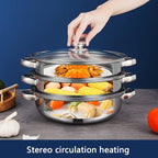 Steamer Pot for Cooking 5.0-Quart Steam Pot with Lid 2-tier Multipurpose Stainless Steel Steaming Cookware with Handle for Vegetable, Soups, Stews and Pasta