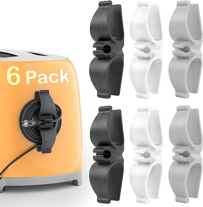 Daisyhome Cord Organizer for Kitchen Appliances-6 Pack, Appliance Cord Organizer stick on, Small Kitchen Appliances Cord keeper, Adhesive Cord Holder, Cord Winder for Pressure Cooker, Stand Mixer…