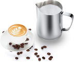 Milk Frothing Pitcher, 50oz Steaming Pitcher Stainless Steel Espresso Machine Accessories for Coffee Bar, Cappuccino Barista Tools Milk Jug Steamer Frother Cup with Decorating Latte Art Pen