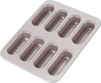 CHEFMADE Twinkie Cake Pan, 8-Cavity Non-Stick Mini Hotdog-Shaped Muffin Eclair Bakeware for Oven Baking (Champagne Gold)