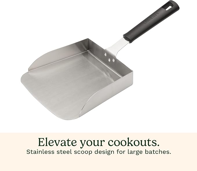 Cuisinart Griddle Food Mover - Extra-Large Stainless Steel Spatula for Rice, Vegetables and More, Perfect BBQ Tool, Cookouts, and Griddles, Large Scooper, 5-cup Capacity Food Scoop