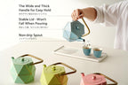 Toptier Cast Iron Teapot, Stovetop Safe Japanese Cast Iron Tea Kettle, Diamond Design Tea Pot with Removable Infuser for Loose Tea, 30 Ounce (900 ml), Blue