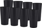 26-ounce Plastic Drinking Glasses Stackable Tumblers Water Cups Mixed Drinkware set of 8 Black, Reusable Shatter-resistant Dishwasher Safe