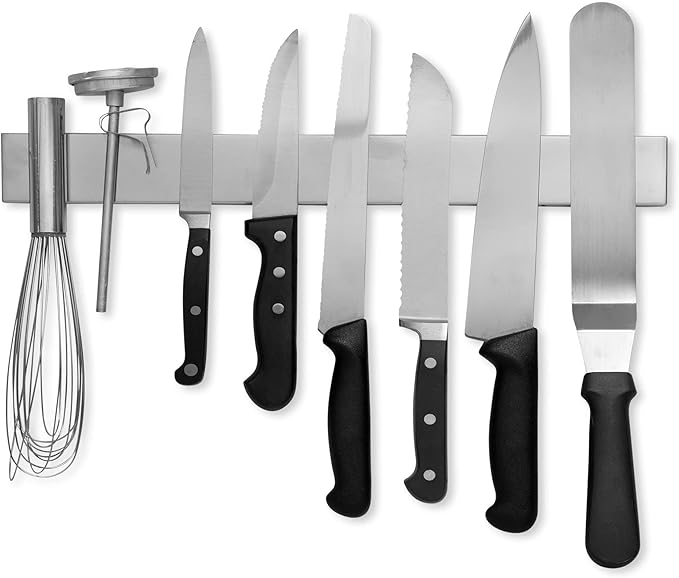 Modern Innovations 16 Inch Stainless Steel Magnetic Knife Bar with Multi-Purpose Functionality as a Knife Holder, Knife Strip, Magnetic Tool Organizer, Art Supply Organizer & Home Organizer