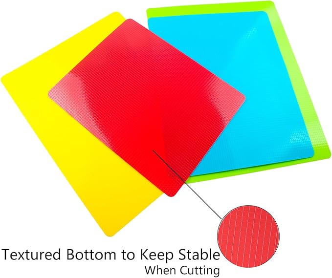8 Pieces Flexible Cutting Board mats, Plastic Cutting Boards for Kitchen Cooking, Cutting board sheets for Meat and Vegetables, Dishwasher Safe
