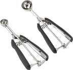 Small Cookie Scoop Set - 2 PCS Include 1 tsp / 1 Tbsp Cookie Dough Scoop, Cookies Scoops for Baking, Made of 18/8 Stainless Steel, Good Soft Grips, Quick Trigger Release