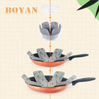 BOYAN Pot and Pan Protectors, Set of 12 and 3 Different Size, Cookware Protector Set/Felt Pots and Pans Divider Separator Pads Anti-Slip to Avoid Scratching or Marring When Stacking
