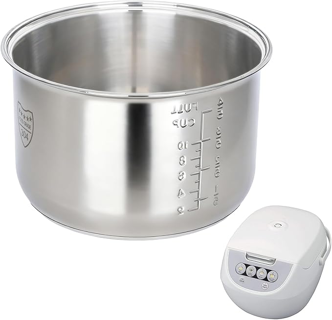 Rice Cooker 10 Cup Inner Pot Compatible with Tiger JBV-A18U Only,Non-Stick 304 Stainless Steel,Rice Cooker Rplacement Pot,Dishwasher Safe