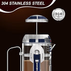 TEENKON French Press Insulated 304 Stainless Steel Coffee Maker, 32 Oz Robot R2D2 Hand Home Coffee Presser, with Filter Screen for Brew Coffee and Tea (White)