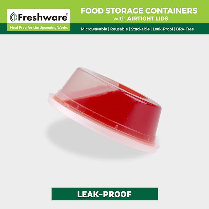 Freshware Food Storage Containers [50 Set] 8 oz Plastic Deli Containers with Lids, Slime, Soup, Meal Prep Containers, BPA Free, Stackable, Leakproof, Microwave, Dishwasher and Freezer Safe
