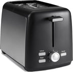 Amazon Basics 2 Slice Toaster, With 7 Browning Settings, Extra Wide Slots For Bagels and Special Breads, Removable Easy-to-Clean Crumb Trays, Cancel/Defrost/Bagel Buttons, 800W, Black & Silver