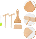 Crepe Kit Pancake Spatula Set, 5pcs Household Cooking Gadget for Traditional Crepe Making, Sturdy Kitchen Tool for Home Use Random Color