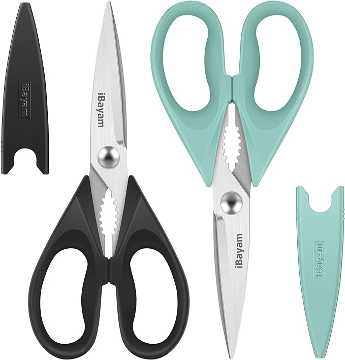 iBayam All Purpose Kitchen Shears Heavy Duty - Stainless Steel Kitchen Shears With Protective Sheath, Soft Grip Handle, Food & Meat Scissors, Home, Kitchen, Dining Utility Gadgets/Essentials/Utensils