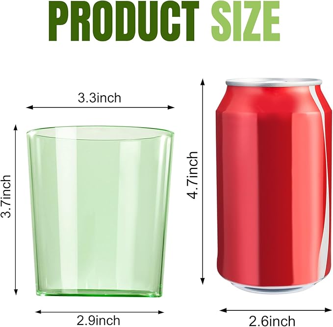 Liacere Plastic Drinking Glasses (Set of 12) 14 oz Green Reusable Plastic Glasses Colors，Kitchen Water Glasses Cup, Bar Tumbler Glassware Set for Beer, Juice, Cocktail, Whiskey, Milk